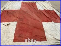 Rare Original Wwii Us Army Medical Red Cross Large Tent Fly-dated 1945