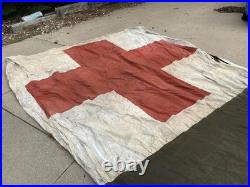 Rare Original Wwii Us Army Medical Red Cross Large Tent Fly-dated 1945