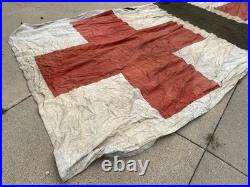 Rare Original Wwii Us Army Medical Red Cross Large Tent Fly-dated 1945