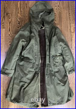 Rarer Named Original WWII U. S. Army Overcoat Hooded Parka Brown Pile Liner Sz40