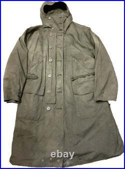 Rarer Named Original WWII U. S. Army Overcoat Hooded Parka Brown Pile Liner Sz40