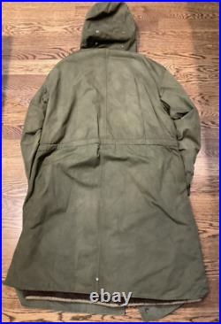 Rarer Named Original WWII U. S. Army Overcoat Hooded Parka Brown Pile Liner Sz40