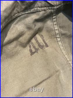 Rarer Named Original WWII U. S. Army Overcoat Hooded Parka Brown Pile Liner Sz40