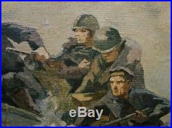 Russian Ukrainian Soviet oil painting realism military sailors fight army WW2