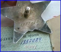 SOVIET WWII Award ORDER RED STAR #1537024 For Female Soldier of Red Army +PHOTO