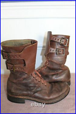 Scarce Original WW2 U. S. Army Double Buckle Combat Boots, Named & Size 8-1/2 E