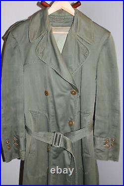 Scarce Original WW2 U. S. Army Officers OD Trench Coat withBelt, Hood & Wool Liner