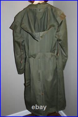 Scarce Original WW2 U. S. Army Officers OD Trench Coat withBelt, Hood & Wool Liner