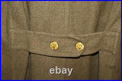 Scarce Original WW2 U. S. Army Panama Canal Patched OD Wool Overcoat 1942 d