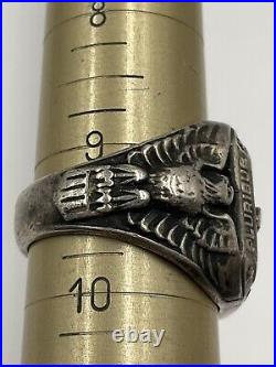 Sterling Silver Vintage Wwii Us Army Corps E Pluribus Unum Pilot Ring Size 9.5