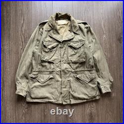 True Vintage WWII Field Jacket 1940's Military Army M-1943 M43 Green Size 38R M
