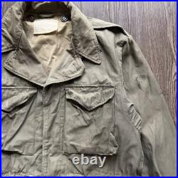 True Vintage WWII Field Jacket 1940's Military Army M-1943 M43 Green Size 38R M