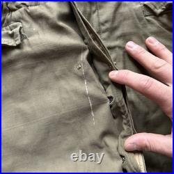 True Vintage WWII Field Jacket 1940's Military Army M-1943 M43 Green Size 38R M