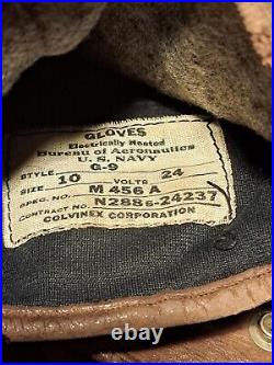Type G-9 Electrically Heated Pilots Gloves Size 10 US Army Air Corps WW2 WWII