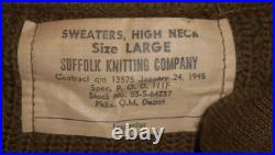 U. S. ARMY 1945 WWII -SWEATERS, HIGH NECK Size LARGE