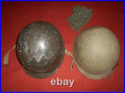 U. S. ARMY VTG Front Seam WWII M1 Helmet & liner'CAPAC' WWII''used'