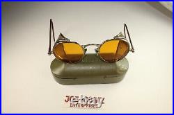 U. S. ARMY WW2 WELSH MANUFACTURING CO. AMBER AVIATION GLASSES With CASE