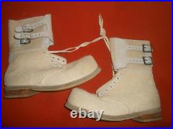 U. S. ARMY WWII 10TH MTN FELT DOUBLE BUCKLE BOOTS ARTIC ISSUE MILITARIA X. L. Size
