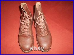 U. S. ARMY WWII Shoes Leather Boots Infantry Boots Brown WWII Size 9 EE