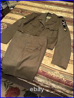 US ARMY WWII Uniform 2nd Infantry Ike Jacket & Pants E-4 Specialist