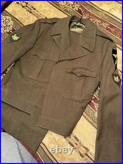 US ARMY WWII Uniform 2nd Infantry Ike Jacket & Pants E-4 Specialist