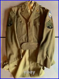 US Army Alaska Defense Command WWII Ike dress coat pants shirt & tie withpatches