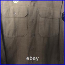 US Army WW II Hat, Wool FieldShirt 14½ 32, Pants W32 L29 & Brown Shirt 15½ 33