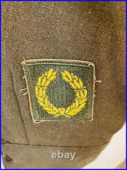 US Army WW2 ETO Wool Field Jacket 1944 with Patches & Pins Men's Size 38S with Cap