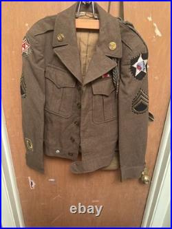 US Army WWII 2nd Div / 6th Army Staff Sgt Ike Jacket Uniform Size 32R & Extra
