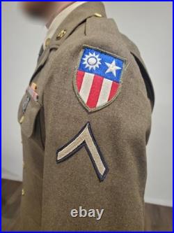 US Army WWII 4 Pocket Wool Jacket Trousers Belt & Cadet Burma USAAF CBI Uniform