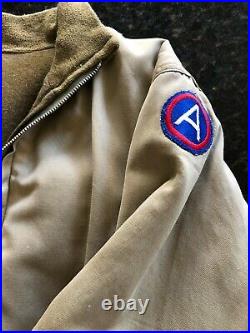 US Army WWII Jacket Tanker's Jacket Combat w 3rd div PATCH, Size XL