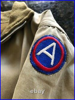 US Army WWII Jacket Tanker's Jacket Combat w 3rd div PATCH, Size XL