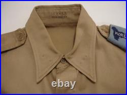 US Army WWII Korea Shirt 1946 Khaki Cotton Patches Ribbons 8th Army 14 1/2 X 33