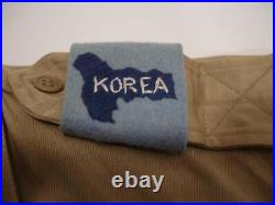 US Army WWII Korea Shirt 1946 Khaki Cotton Patches Ribbons 8th Army 14 1/2 X 33