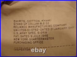 US Army WWII Korea Shirt 1946 Khaki Cotton Patches Ribbons 8th Army 14 1/2 X 33