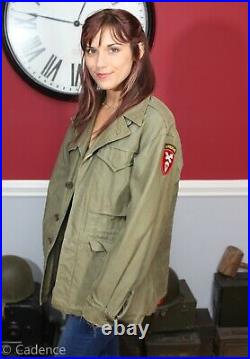 US WW2 Army Airborne Command M43 Field Combat Jacket Laundry Mark 34R Cool! J333