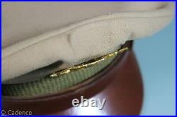 US WW2 Army Officer's Featherweight Crusher Style Khaki Wool Visor Hat Cap 7 1/2