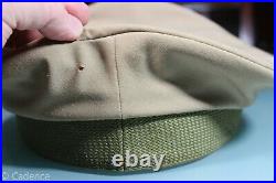 US WW2 Army Officer's Featherweight Crusher Style Khaki Wool Visor Hat Cap 7 1/2