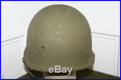 Untouched Original WW2 U. S. Army Front Seam M1 Helmet withChinstraps & T/Sgt Liner