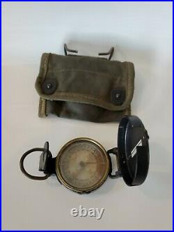Us Army Corps Of Engineers Ww 2 Field Compass And Belt Pouch Working Good