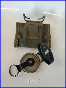 Us Army Corps Of Engineers Ww 2 Field Compass And Belt Pouch Working Good
