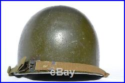 Us Army Wwii M-1 Helmet Front Seam U. S. Ww2 Combat Steel Pot Original