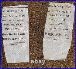 Us Army Wwii Pre War Dated Enlistedmans Pattern 8/2/37 Small Size Od Wool Shirts