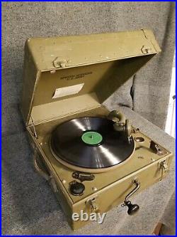 Us Army Wwii Special Services Wind Up Record Player Waters Conley Phonola Mint