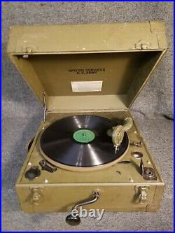 Us Army Wwii Special Services Wind Up Record Player Waters Conley Phonola Mint