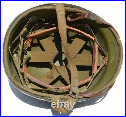 Us Ww 2 Army M-1 Helmet Fixed Bale With Hawley Liner & Green Buckle Chinstrap