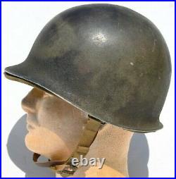 Us Ww 2 Army M-1 Helmet Fixed Bale With Hawley Liner & Green Buckle Chinstrap