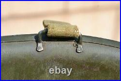 Us Ww 2 Army M-1 Helmet Fixed Bale With Inland Liner & Green Buckle Chinstrap