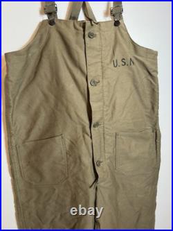 Us Ww2 Army Tanker Bibs Sz L 1944 Worn Rare Wwii Pants Trousers Overalls 40s Usn