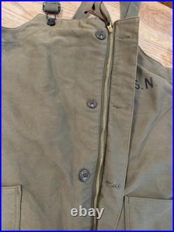 Us Ww2 Army Tanker Bibs Sz L 1944 Worn Rare Wwii Pants Trousers Overalls 40s Usn